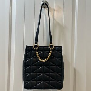 Zara Quilted Shopper Bag Black